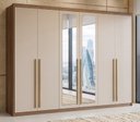 Ver imagem 1 de Guarda Roupa Casal 100% MDF 6 Portas 6 Gavetas com Espelhos Dubai Majestic Marrom/Nature/Fendi