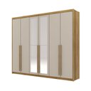 Ver imagem 2 de Guarda Roupa Casal 100% MDF 6 Portas 6 Gavetas com Espelhos Dubai Majestic Marrom/Nature/Fendi