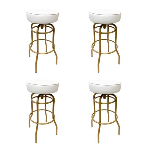 Banqueta Altura 65cm Bar Giratória cor Dourado fosco assento branco Kit 4 unidades Poltronas do Sul 