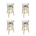 Ver imagem 1 de Banqueta Altura 65cm Bar Giratória cor Dourado fosco assento branco Kit 4 unidades Poltronas do Sul
