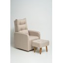 Ver imagem 1 de Poltrona de Amamentação Helena Soft Giratória e Reclinável + Puff Linho Bege - Lahome Decor