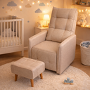 Ver imagem 5 de Poltrona de Amamentação Helena Soft Giratória e Reclinável + Puff Linho Bege - Lahome Decor