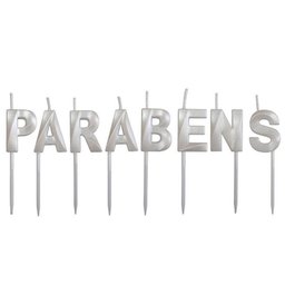 Vela Design Parabéns Branca Perolizada - 8 Un - 1