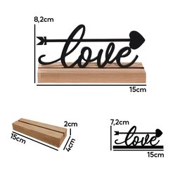 Love Palavra de Mesa em Mdf com Base Madeira Arte na Arte - 3