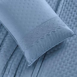 Kit Cobre Leito Colcha Nobre King 3 Peças Micropercal 200 Fios Matelado - Azul Serenity - 2