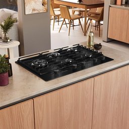 Fogão Cooktop 5 Bocas Tripla Chama Mcg5bm Grade Dupla Mesa de Vidro Mueller Preto Bivolt - 2