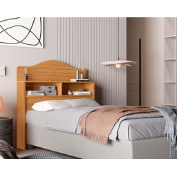 Cabeceira 100% Mdf Cama Box Solteiro 2 Nichos Robusta:nature - 4