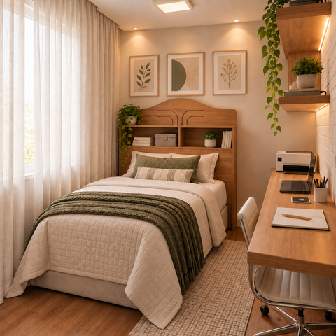 Cabeceira Vivian Solteiro Cama Box 90cm 100% MDF 2 Nichos Nature