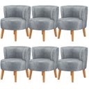 Ver imagem 2 de Kit 6 Poltronas Estofadas para Recepção de Escritório Ergonômica Tecido Veludo Macia Pés de Madeira