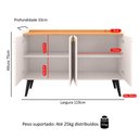 Ver imagem 6 de Aparador Buffet Cantinho Café 4 Portas Puxador Concha Prateleira Organizadora Retrô - Off/cinamomo