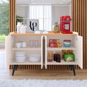 Ver imagem 2 de Aparador Buffet Cantinho Café 4 Portas Puxador Concha Prateleira Organizadora Retrô - Off/cinamomo