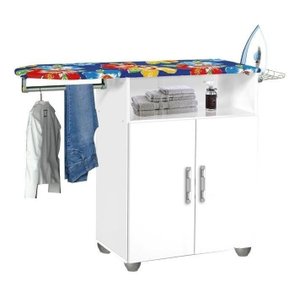 Tabua De Passar Roupa Md 02 Portas Branca Com Cabideiro PASSE BEM