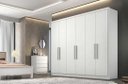 Ver imagem 1 de Guarda Roupa Solteiro 100% MDF 6 Portas 8 Gavetas 243cm Rizon Branco - Novo Horizonte