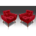 Ver imagem 1 de Kit 2 Poltrona Opala Dluxo Suede Vermelho- Rv Decora