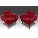 Ver imagem 3 de Kit 2 Poltrona Opala Dluxo Suede Vermelho- Rv Decora