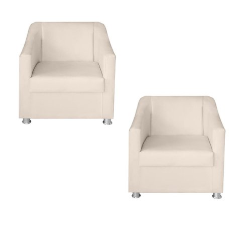 Kit 2 Poltronas Decorativa Tilla para Recepção Wdecor:bege