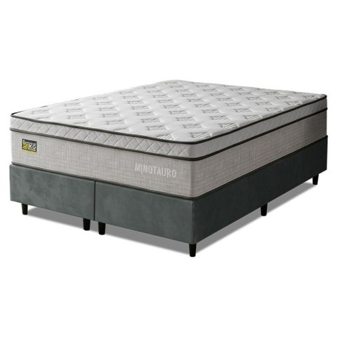 Cama Box com Colchão Queen Minotauro Ortopédico D33 Euro Pillow Tecido Jacquard Branco Hellen