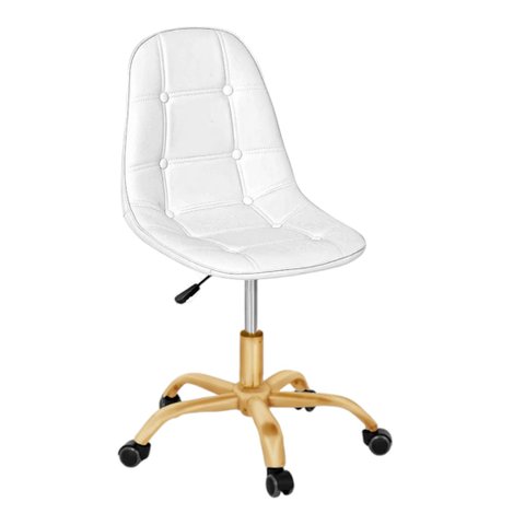 Cadeira Office Eiffel - Botonê | Branca - Dourado Matte