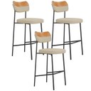 Ver imagem 1 de Kit 03 Banquetas Alta Bar Cozinha Sala Jantar Whisky Elira L02 Couríssimo Whisky Linho Bege - Lyam