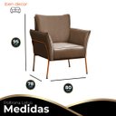 Ver imagem 2 de 02 Poltrona para Sala Decorativa Lotus Bronze Assento Veludo Cappuccino - Iben Móveis
