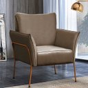 Ver imagem 3 de 02 Poltrona para Sala Decorativa Lotus Bronze Assento Veludo Cappuccino - Iben Móveis