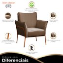 Ver imagem 4 de 02 Poltrona para Sala Decorativa Lotus Bronze Assento Veludo Cappuccino - Iben Móveis