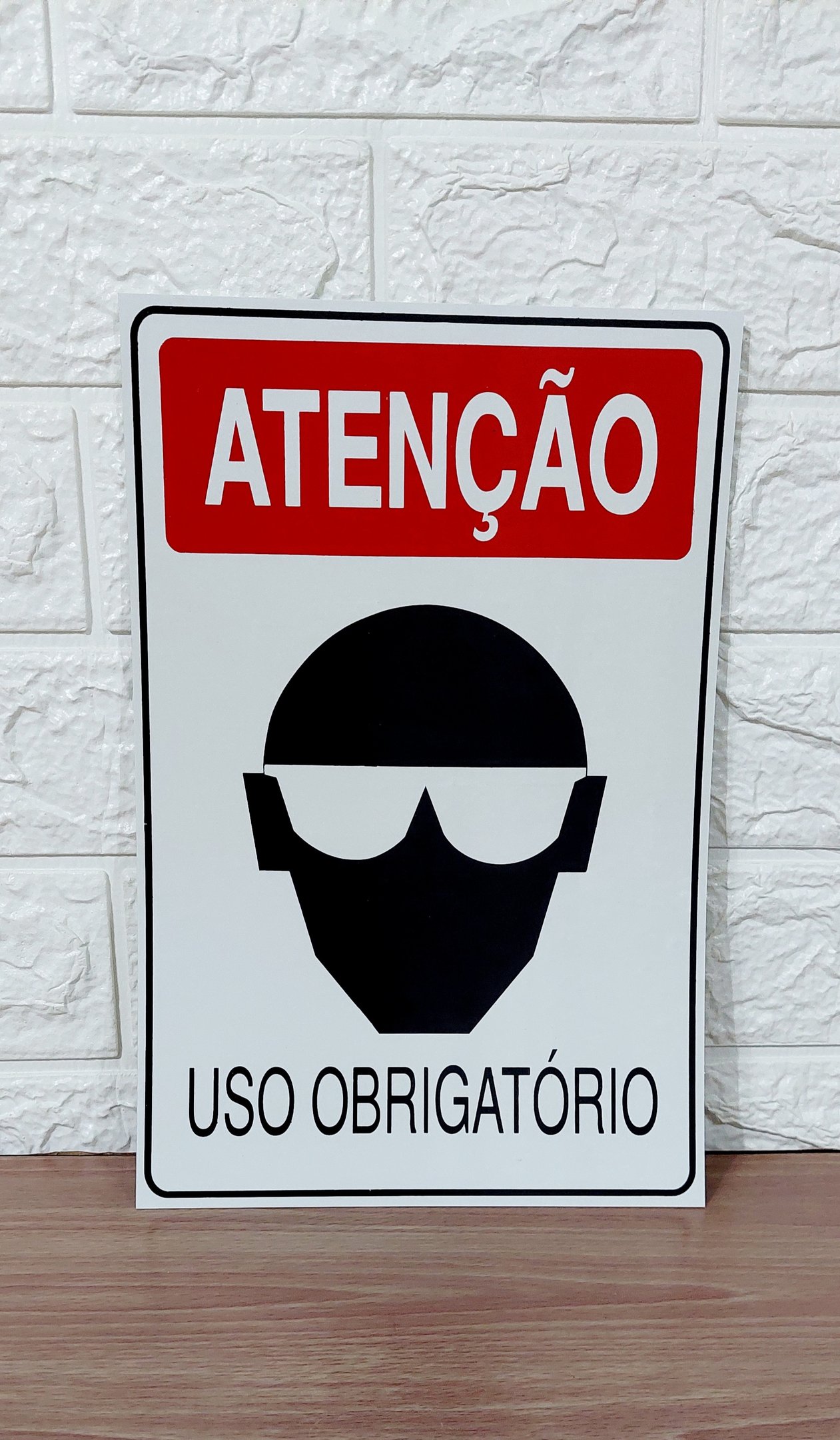 Placa de Sinalização Obrigatorio Uso de Oculos 20 X 30 Cm - 6