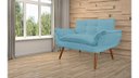 Ver imagem 3 de Namoradeira Decorativa Opala Suede Azul Tifany 2 Lugares Pés Madeira Ms Decor