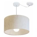 Ver imagem 3 de Lustre Pendente Cilíndrico com Desvio Md-4231 Cúpula em Tecido 50x30cm Linho Bege - Bivolt