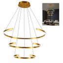 Ver imagem 2 de Lustre Luminaria Arco 3 Aneis Pendente Led Perfil Dourado Ambiente Sala de Jantar Restaurante Casa S