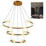 Lustre Luminaria Arco 3 Aneis Pendente Led Perfil Dourado Ambiente Sala de Jantar Restaurante Casa S - 2