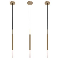 Kit 3 Pendentes Teto Luminária Tubo Difusor Quarto Bronze - 1
