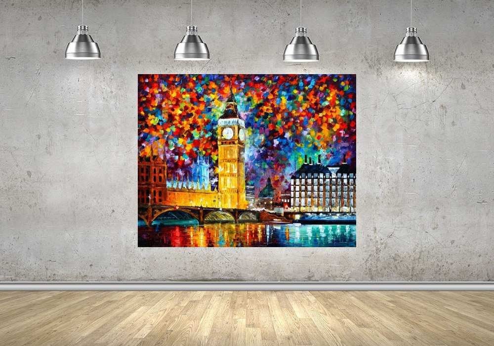 Quadro Pintura Tela Cidade Paisagem Urbana 4009: 90cm (A) x 120cm (L) - 4