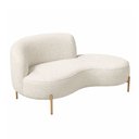 Ver imagem 1 de Sofá Curvo Billini 3 Lugares 230cm Braço Dir. Pés Ouro Bouclé Off White - Sallar Home