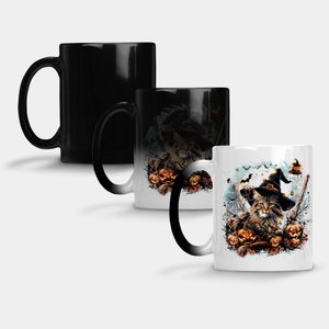 Caneca Mágica Fosca 325ml Y1 Gato Halloween Abobora 156