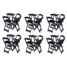 Kit 6 Jogos De Mesa Bistrô De Madeira Dobrável Com 3 Banquetas - Preto - 1