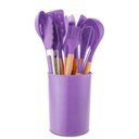 Ver mais imagens de Jogo de Cozinha 12 Peças Silicone Madeira Concha Espatula Colher Fouet Talheres Utensilio Pote Armaz