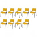 Ver imagem 1 de Cadeira Iso Base Cinza Escola, Escritório Amarelo Kit 9 Un