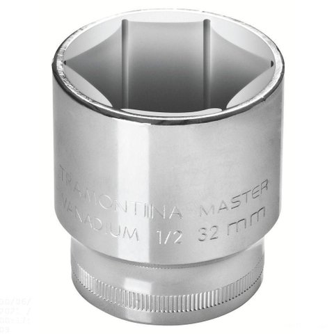 Soquete Sextavado 22 Mm Encaixe 1/2" em Aço Cromo Vanádio com Acabamento Cromado