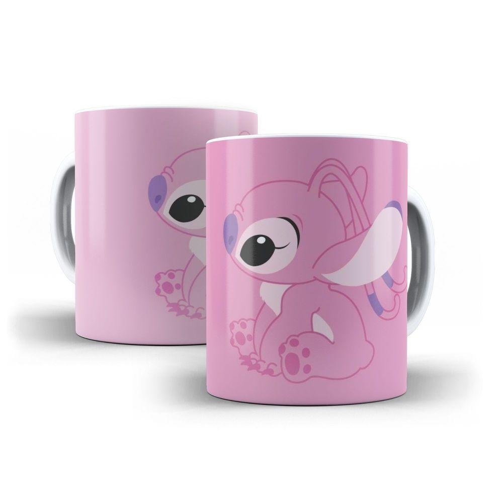 Caneca Xícara Stitch e Angel em Cerâmica 325ml Modelo7 - 1