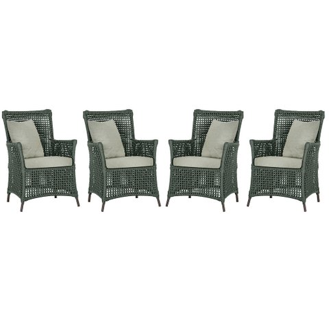 4 Poltronas Igapó Alumínio Micro Pintura Marrom Corda Náutica Estofado 3