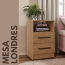 Ver imagem 2 de Mesa de Cabeceira Londres Lateral Canela 2 Gavetas 1 Nicho