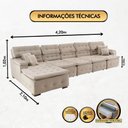 Ver imagem 3 de Sofá Retrátil e Chaise Orlando 420x210 Bege