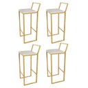 Ver imagem 1 de Kit 4 Banqueta Alta Confort Dourada com Assento Estofado Branco Don Castro Decor