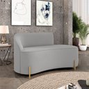 Ver imagem 2 de Sofá 2 Lugares Orgânico 140cm Pé Dourado Morgan Suede Cinza D03 - D’Rossi
