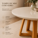 Ver imagem 3 de Jogo Mesa Redonda Pérola 100cm com 4 Cadeiras Rubi Veludo Bege Mesa de Jantar Moderna Luxo