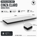 Ver imagem 2 de Kit 3 Prateleiras MDF 60x20cm Flutuantes Cinza Suporte Invisível