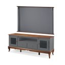 Ver imagem 1 de Conjunto Rack 60503 + Painel 50513 para Sala Pés Luiz Xv 2 Gavetas 2 Portas - Cinza/imbuia