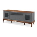 Ver imagem 3 de Conjunto Rack 60503 + Painel 50513 para Sala Pés Luiz Xv 2 Gavetas 2 Portas - Cinza/imbuia