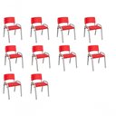 Ver imagem 1 de Kit 10 Cadeira Iso Infantil Creche, Base Cinza Vermelho